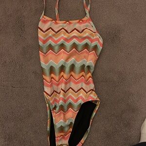 Jolyn Julian 2 Clothing Zigzag One Piece Swimsuit - Orange, Pink, Green